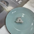 Cute white bear hair claw clip with heart cutout design on blue ceramic plate - Light Gray
