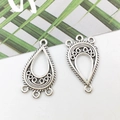 Silver teardrop alloy charms with intricate filigree hollow patterns for jewelry making - Waterdrop Filigree 15x27mm