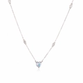 Elegant heart-shaped zircon pendant necklace with small round stones in white gold plating - Platinum White Zirconia