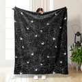 Halloween flanellen deken met zwart-wit spinnenweb digitale print voor op de bank thuis - Zwart Spinnenweb Print Stijl (71033-11) / 70*100CM