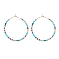 Orecchini a cerchio Boho con perline Miyuki in motivi tribali turchese e bordeaux - Stile B/Rosso Verde Blu Oro
