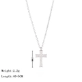 Hip hop silver cross pendant necklace with sparkling cubic zirconia in 15mm height - Platinum