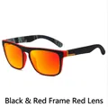 Polarized sports sunglasses featuring matte black and red frames with orange mirrored lenses - Black Red Frame Red Lens