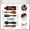 Detailed size chart for nautical wooden kitchen wall decor with hanging twine details - Brown