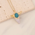 Macro detail of bohemian bull head pendant with turquoise stone on natural stone - Cyan Gemstone Light Purple Bull Head (8#)