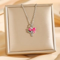 Elegante collana con ciondolo a tulipano in argento, petali rosa e cristalli di zircone - Tulipano in Argento