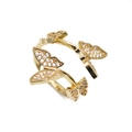Verstellbarer goldener Schmetterlingsring mit vier mikrogepflasterten Zirkonia-Schmetterlingen - Mehrschichtiger Verschlungener Schmetterlingsring