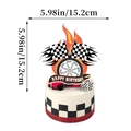 Décoration de gâteau de course avec drapeaux à damier et voiture de sport, 15,2 cm - Grand Topper de Gâteau de Course