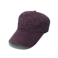 Detail shot of vintage washed cotton baseball cap with 3D arcade code embroidery - M (56-58cm) / Purple