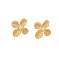 Orecchini a fiore dorati con perle bianche e finitura in metallo spazzolato di tendenza - Orecchini / 4# Orecchini Perla Oro