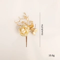 21cm beige rose artificial Christmas stem with golden glitter and leaves decoration - Champagne Gold Glitter Rose