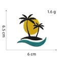 Macro shot of tropical island embroidery patch showing palm tree and sunset details - Plant Travel Style 16 (Tropical Island)