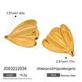 Bladvormige 18k vergulde titaniumstalen oorknopjes met een getextureerde afwerking - Gouden Blad Oorbellen (JDE0212034)