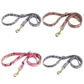Floral print dog leashes with gold metal clips in four colorful pattern variants - Single Leash / Leash Size L / Assorted Floral