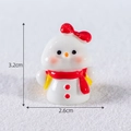Miniature white ceramic snowman figurine with red bow tie and scarf measuring 3.2cm tall - No.11 Snowman with Bowknot