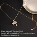 Cloud and lightning pendant necklace in gold-plated titanium steel for women - Gold Color White Cloud