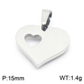 Polished silver stainless steel heart pendant with cutout detail 15mm size - Steel Color Hollow Heart Pendant (KP100667-Z)