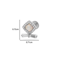 F136 Titan Piercing Stecker mit quadratischem weißem Opal und glitzerndem Zirkonbesatz - Geometrischer Opal-Stil (3# Silber)
