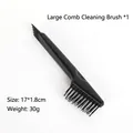 Black dual-head comb cleaning brush with rake and bristles, size 17x1.8cm, 30g weight - Large Cleaning Brush / Black