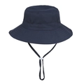 Classic navy blue kids sun hat with adjustable windproof chin strap for outdoor - Navy Blue