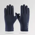 Gants de sport hiver en bleu marine avec bouts tactiles et poignets élastiques sport - Lettre SPORT Homme - Poil de Lapin Bleu