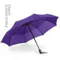 Automatic folding umbrella with 12 ribs in elegant purple and windproof double layer - 21 inch * 8 Ribs Single Layer / Elegant Purple Pongee