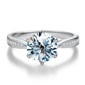 Classic six-prong moissanite ring in 925 sterling silver with pavé diamond side stones - US 5 / White Gold White Moissanite [1 Carat]