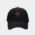 Casquette en coton noir avec broderie rose rouge et visière incurvée classique - M(56-58cm) / Noir