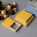 Set of 3 yellow and beige PE film floating display boxes for jewelry and badges - 9x9x2cm / Yellow Cardboard + Yellow Suspension Box