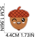 Detailed view of acorn embroidery patch showing 5cm x 4.4cm size dimensions on white background - Cute Acorn Style