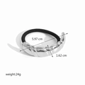 Silver metallic semi-circle hair ring with black elastic band, 5.97 cm length - Silver Patterned