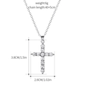 Collier croix argenté avec cristaux, dimensions et chaîne réglable de 40+5cm - Croix en Strass (X1559) / Argenté