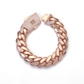 Herren-Hip-Hop-Panzerarmband in Roségold mit eisbesetzter Pavé-Schnalle und S-Logo - 6mm / 9 Zoll (22.86cm) / Roségold
