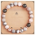 Bracelet en pierre naturelle avec séparateurs or rose sur carte cadeau Happy Birthday - Bracelet en Pierre de Lave Zébrée Rose + Carte Joyeux Anniversaire