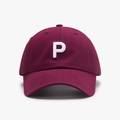Gorra de béisbol burdeos con bordado 3D de la letra P y tela de algodón transpirable - Ajustable / Burdeos