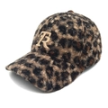 Luipaardprint teddy fleece baseballpet met goudkleurig geborduurde letter R - M (56-58cm) / 1# (Bruin Luipaard)