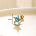 Starfish titanium steel screw back stud earring in turquoise and gold finish - Gold Base Light Blue Starfish