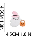Ghost embroidery patch with pumpkin basket and pink hat measuring 4.5cm by 4.5cm - No.42 (Small)