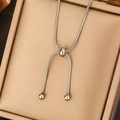 Silver Adjustable Slide Bead Snake Chain Necklace