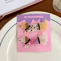 Cute dachshund acrylic hair clips with polka dots and floral patterns for women and girls - 3# Long Dog Set