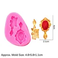 Pink silicone mold for vintage comb and hand mirror designs with dimensions 4.8x5.8cm - 3# Miniature Comb & Mirror / Pink