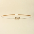 White faux leather skinny belt with a gold scallop pearl buckle for dresses - White