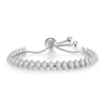 Verstellbares silbernes Tennisarmband mit klaren Zirkonia-Steinen im Marquiseschliff - 3*6mm / Platin