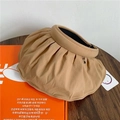 Close-up of khaki shell brim sun hat with waterproof pleated fabric and stitching detail - One Size / Khaki