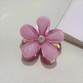 Mini camellia hair claw clip in pink resin with golden glitter and center crystal - Purple Camellia