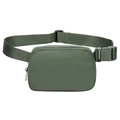 Army green nylon sports waist bag with adjustable strap and durable buckle system - Bean Green
