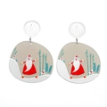 Boucles d'oreilles Père Noël avec motifs festifs de sapins et de neige de Noël - Père Noël (E000127)