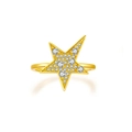 Elegant gold plated S925 silver star ring with shimmering micro-pave cubic zirconia - US 6 / 18K Gold