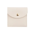 Pochette à bijoux en microfibre beige avec fermeture par bouton pression doré - 8*8cm / Beige
