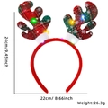 LED Christmas reindeer headband with red green plaid antlers and dimension details - Green Plaid Reindeer Ears